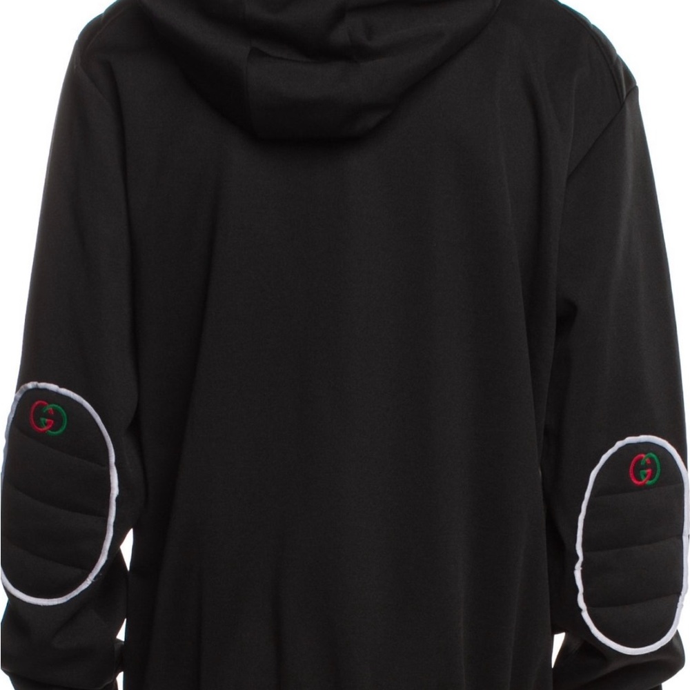 🔥 Gucci Men’s EUC Black Zip Hoodie/Jacket w/ GG logos & elbow pads, large - Picture 3 of 14